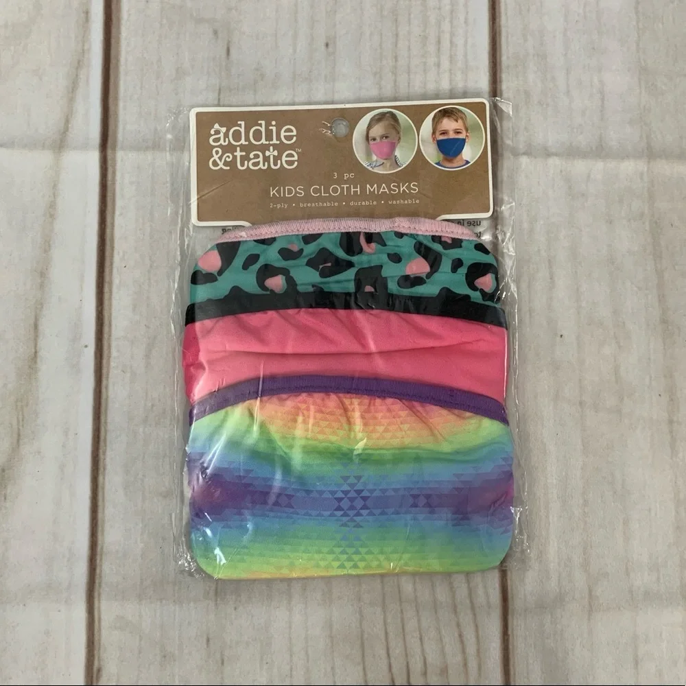 Addie & Tate Kids Cloth Masks Qty 3
